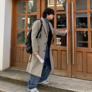 (남녀공용) 프리미엄 데일리 루즈 울 싱글코트 / 겨울 깔끔 베이직 롱코... 착용 후기 | 사이즈/핏 총정리 - 상품 이미지 3
