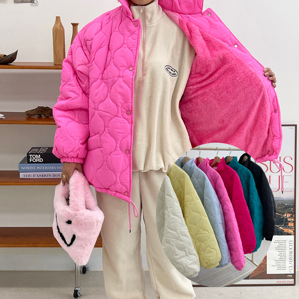 비비드 오버핏 빵빵 스트링 누빔 퍼 패딩 (100까지)