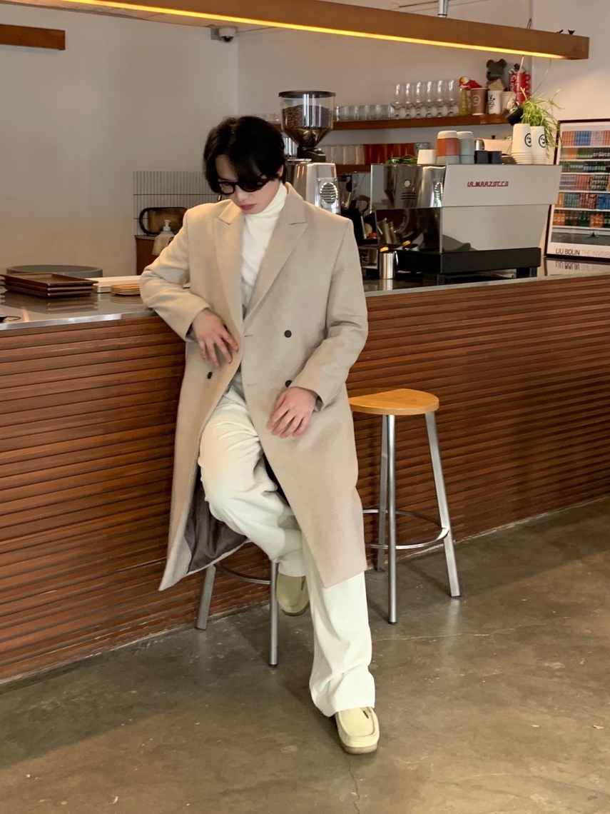 (남녀공용) 프리미엄 클래식 더블 롱 코트 / 겨울 오버 루즈 울 코트 이미지 2
