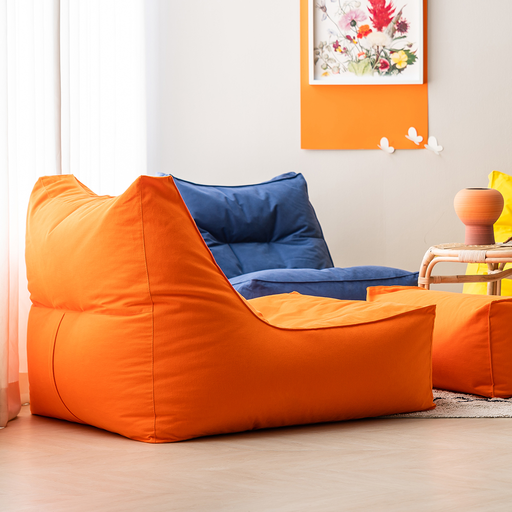 폴리몰리 빈백소파 1인용 대형 607C 순면 좌식 쇼파 쿠션, 클래식 오렌지 (메시속커버, 선택안함)