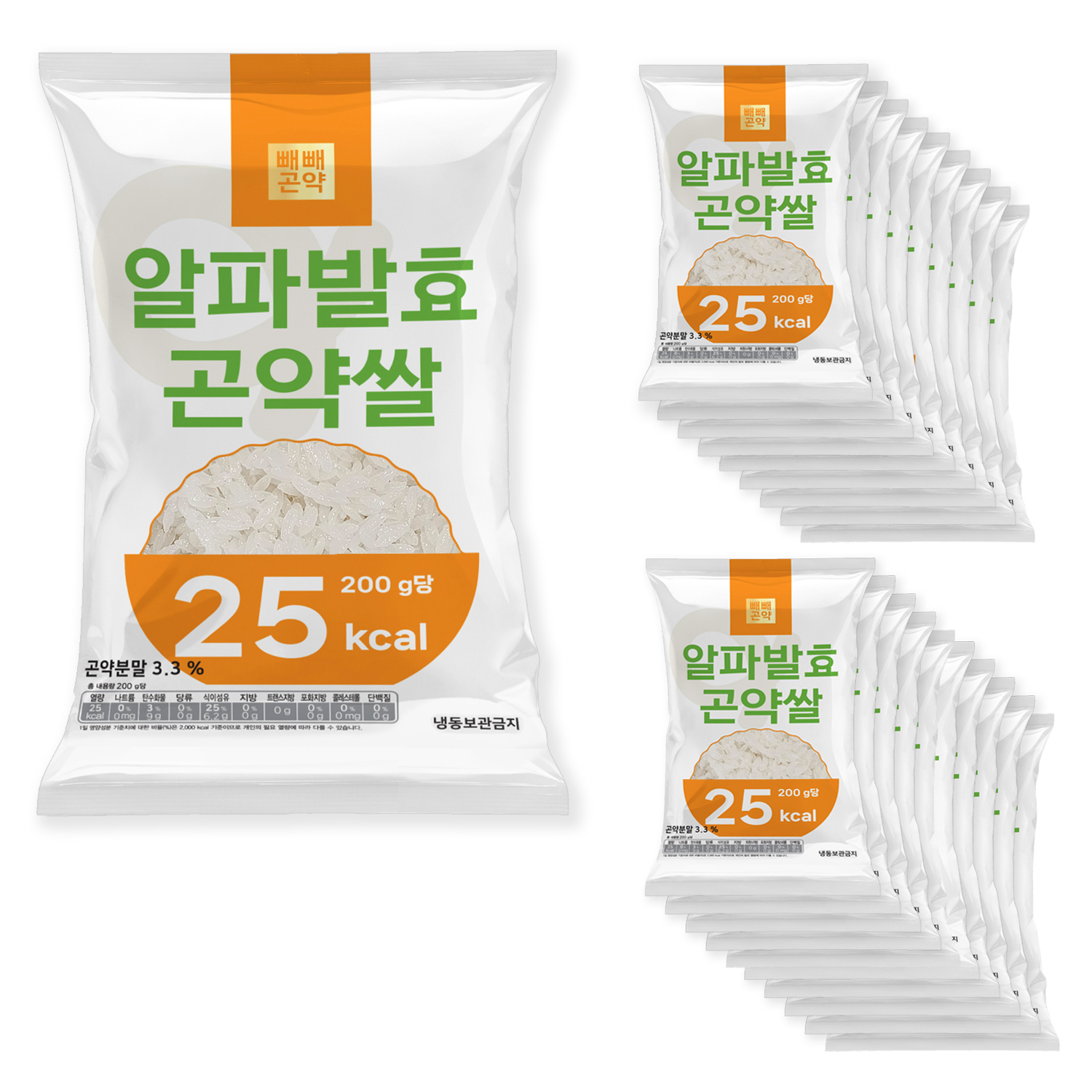100g당 12.5kcal 빼빼곤약 알파발효곤약쌀 200g, 20개 - 상품 이미지
