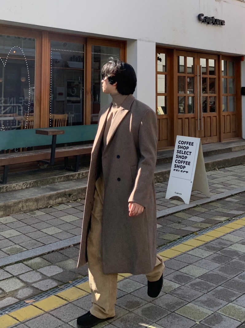 (남녀공용) 프리미엄 클래식 더블 롱 코트 / 겨울 오버 루즈 울 코트 이미지 4