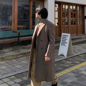 (남녀공용) 프리미엄 클래식 더블 롱 코트 / 겨울 오버 루즈 울 코트 착용 후기 | 사이즈/핏 총정리 - 상품 이미지 4