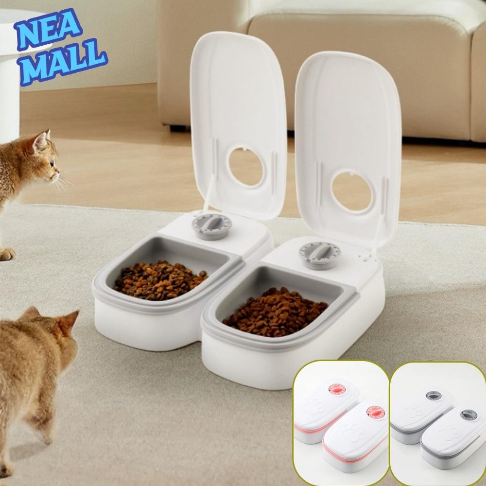 2구 반려동물 타이머 사료공급기 강아지 고양이 자동급식기