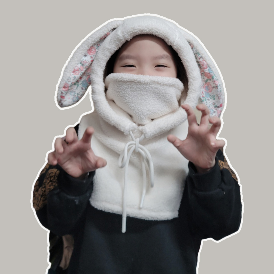 토끼 곰돌이 헤비 퓨전 페이크 후드 넥워머 이미지 4