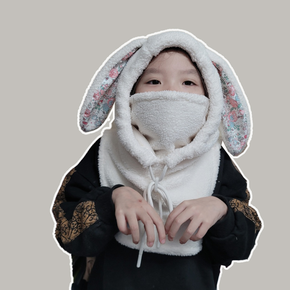 토끼 곰돌이 헤비 퓨전 페이크 후드 넥워머 이미지 3