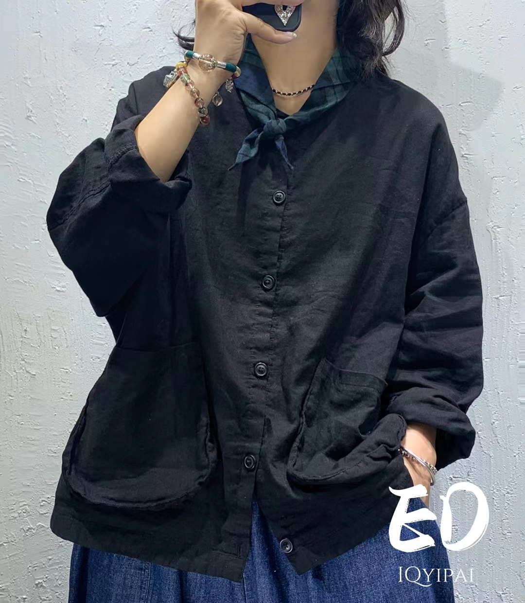 여성 포켓남방 오버핏남방셔츠 빅사이즈 3678 - 상세 이미지 3