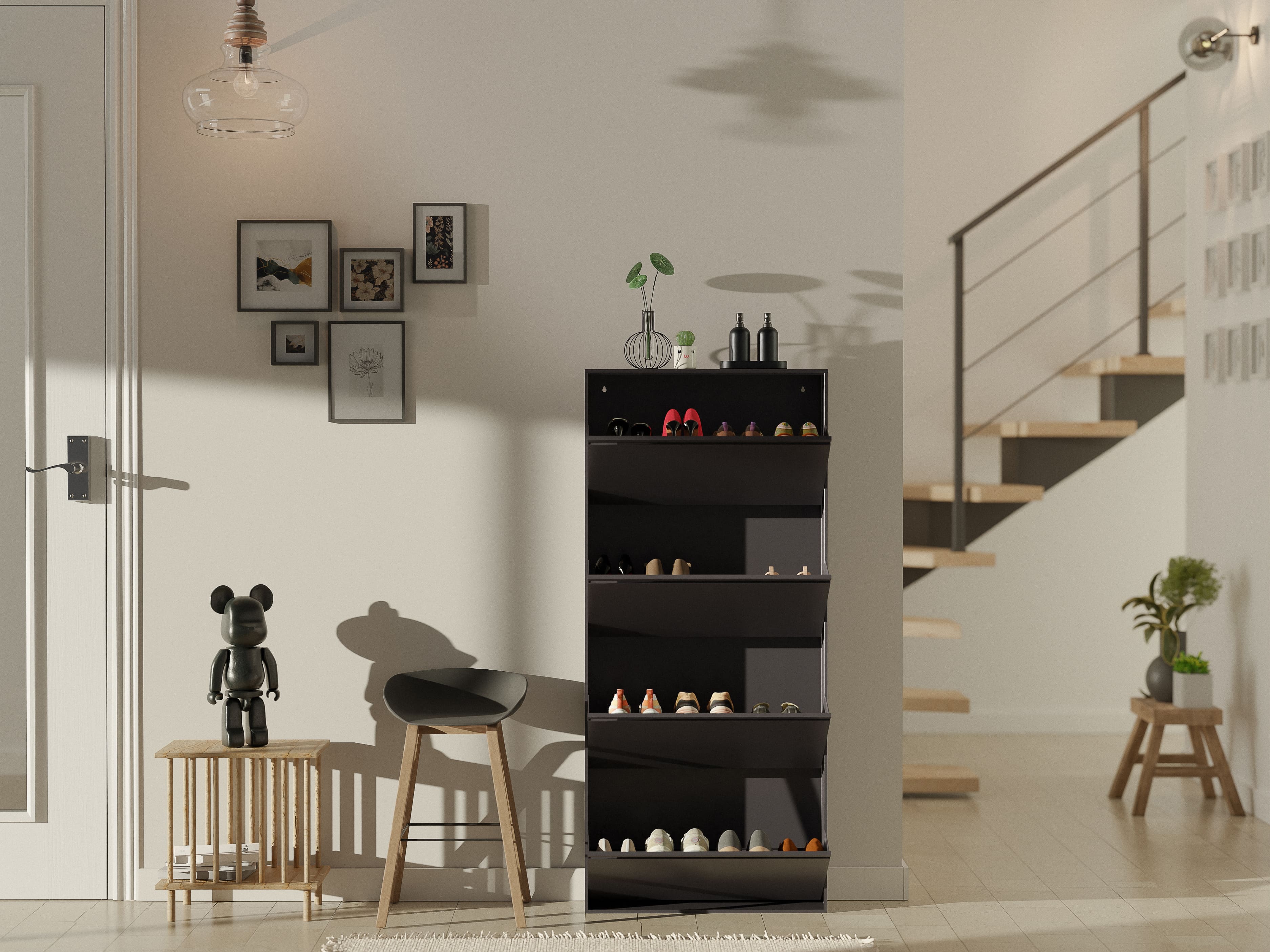 슬림 신발장 3단 틈새 아파트 현관 신발장 좁은 미니 신발장 수납장