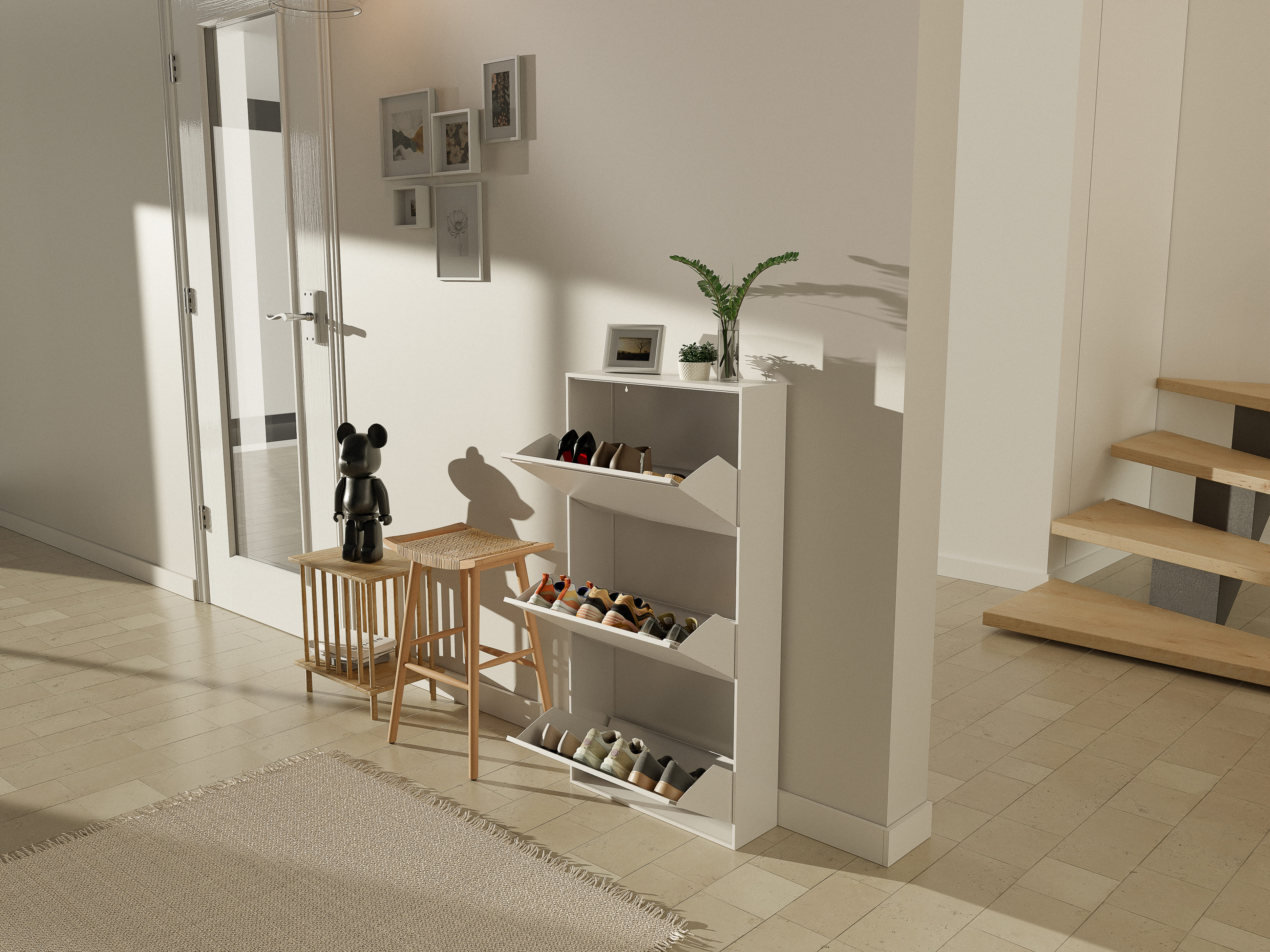 슬림 신발장 3단 틈새 아파트 현관 신발장 좁은 미니 신발장 수납장