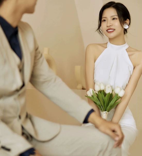 셀프 스몰 웨딩 드레스 홀터넥 결혼식2부 피로연 연주회 웨딩촬영커풀룩 이미지 4