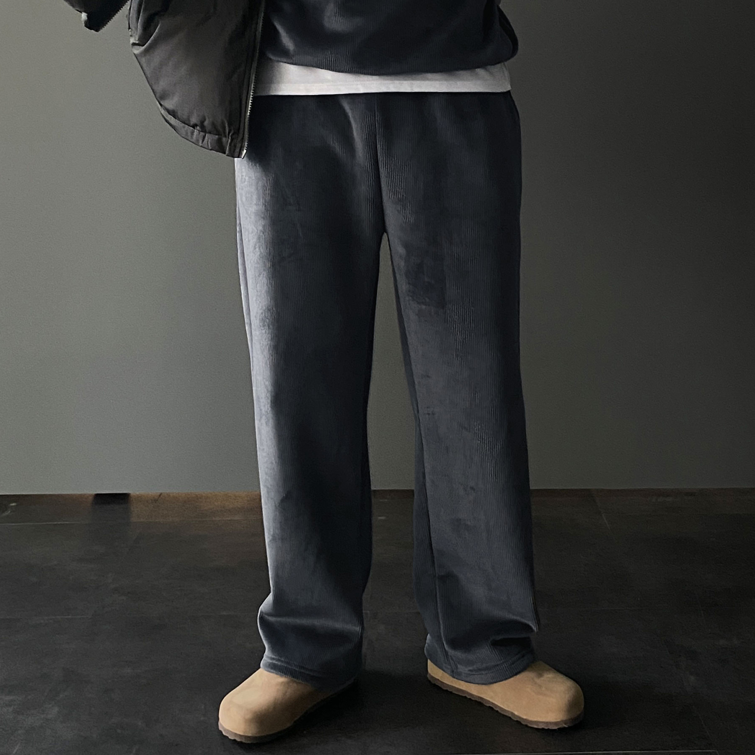 남자벨벳바지 남자와이드트레이닝팬츠 통큰바지 - 상품 이미지