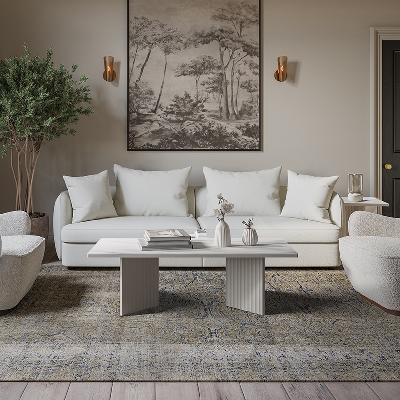 까사미아 로네 소파 스툴미포함, 아이보리, 4인용