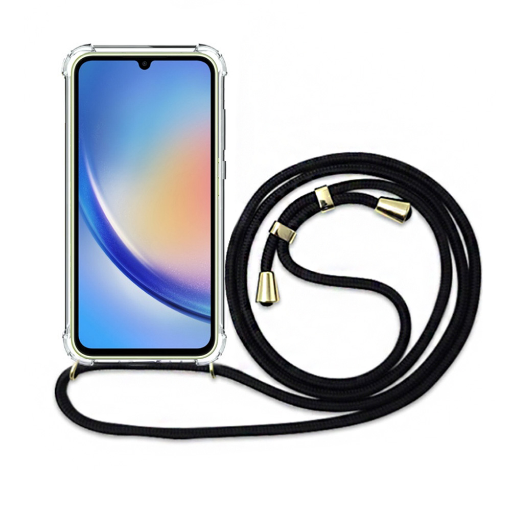 에어 범퍼 스트랩 목걸이 케이스 투명, 갤럭시A34