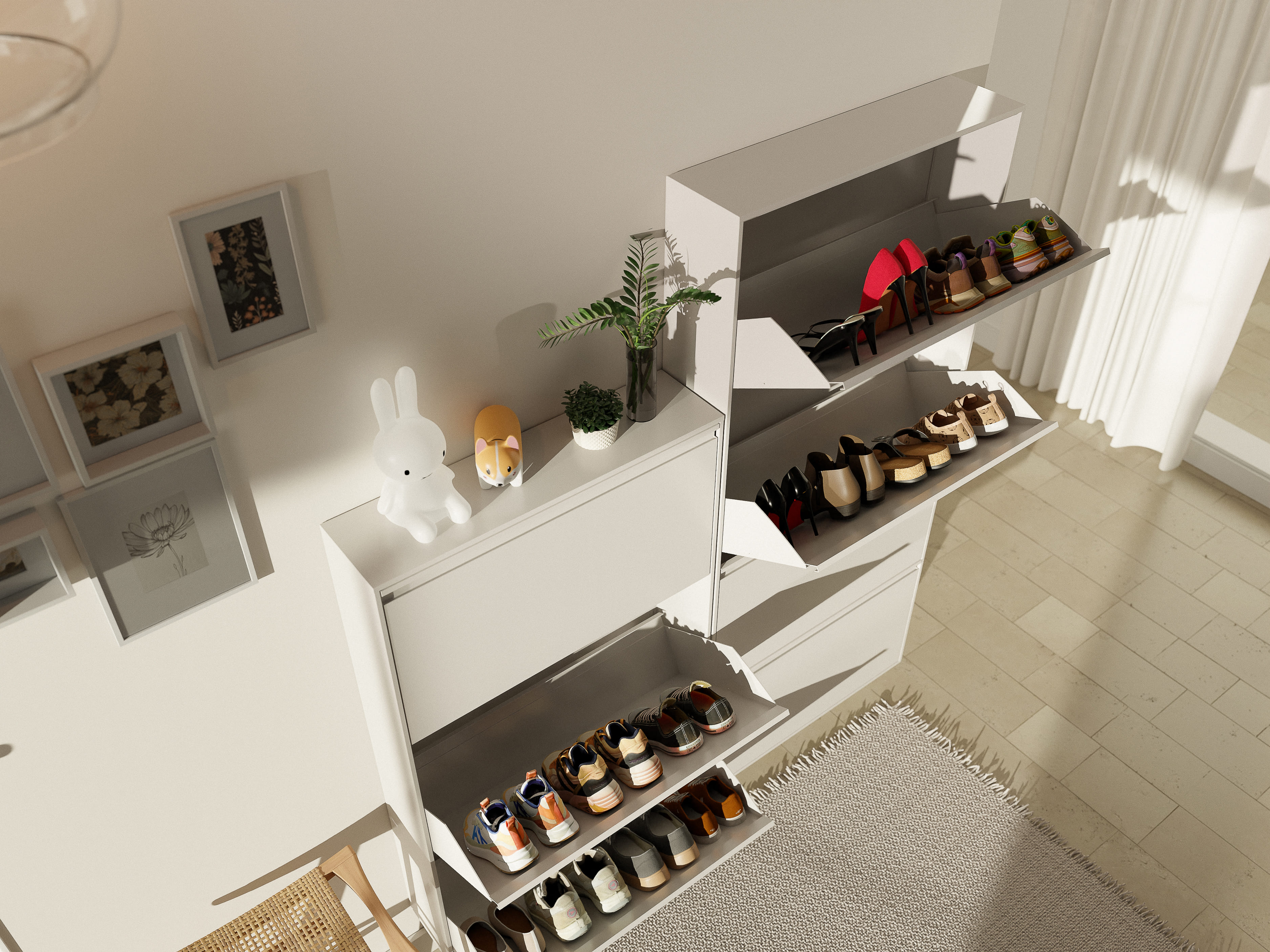 슬림 신발장 3단 틈새 아파트 현관 신발장 좁은 미니 신발장 수납장