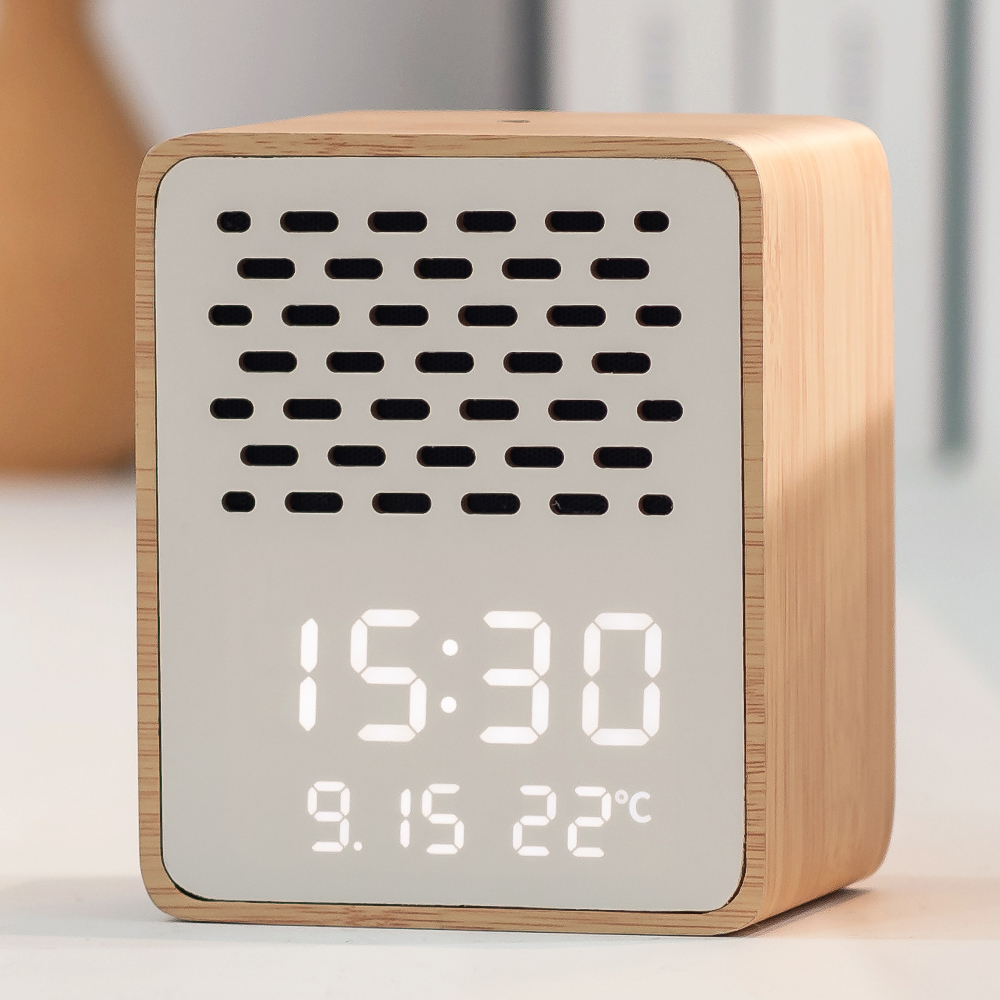 플라이토 무선 LED 탁상시계 인테리어 디지털 전자 백색소음기 무소음 알람 와이파이 멜로