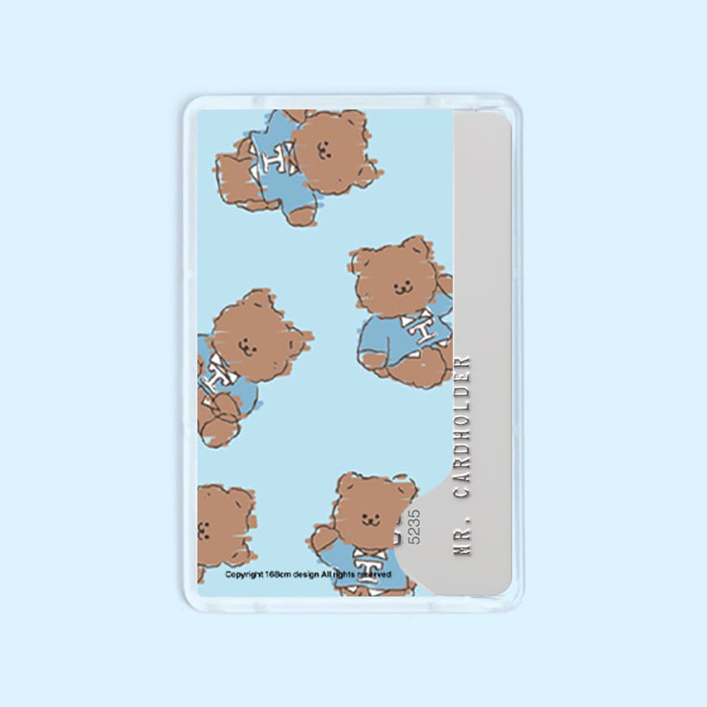 아이폰 맥세이프 카드지갑 투명 곰찌  베이직 스케치 블루