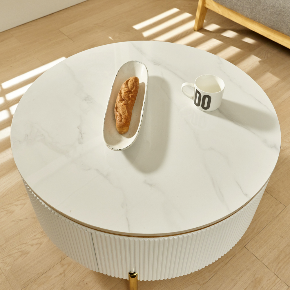 [방문설치] 헤스티 세라믹 템바보드 거실 소파 테이블 좌탁 800x800mm, 골드