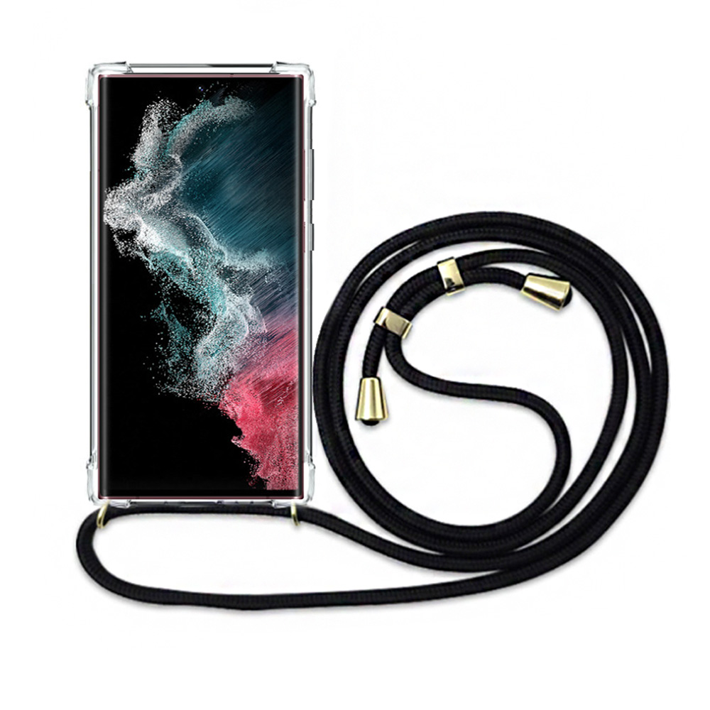 에어 범퍼 스트랩 목걸이 케이스 투명, 갤럭시S22 울트라