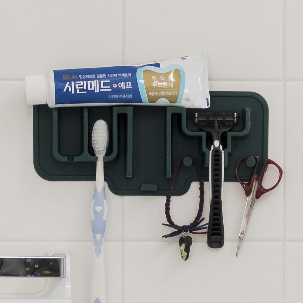 플라이토 심플 무타공 흡착식 국산 실리콘 화장실 칫솔걸이 치약 면도기 거치대 - 상세 이미지 5