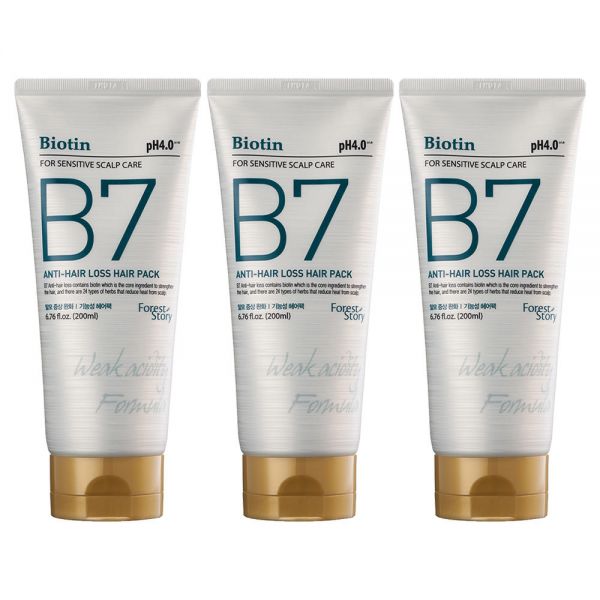 B7 약산성 탈모 헤어팩 200ml 3개 포레스트스토리 : 리앙유통