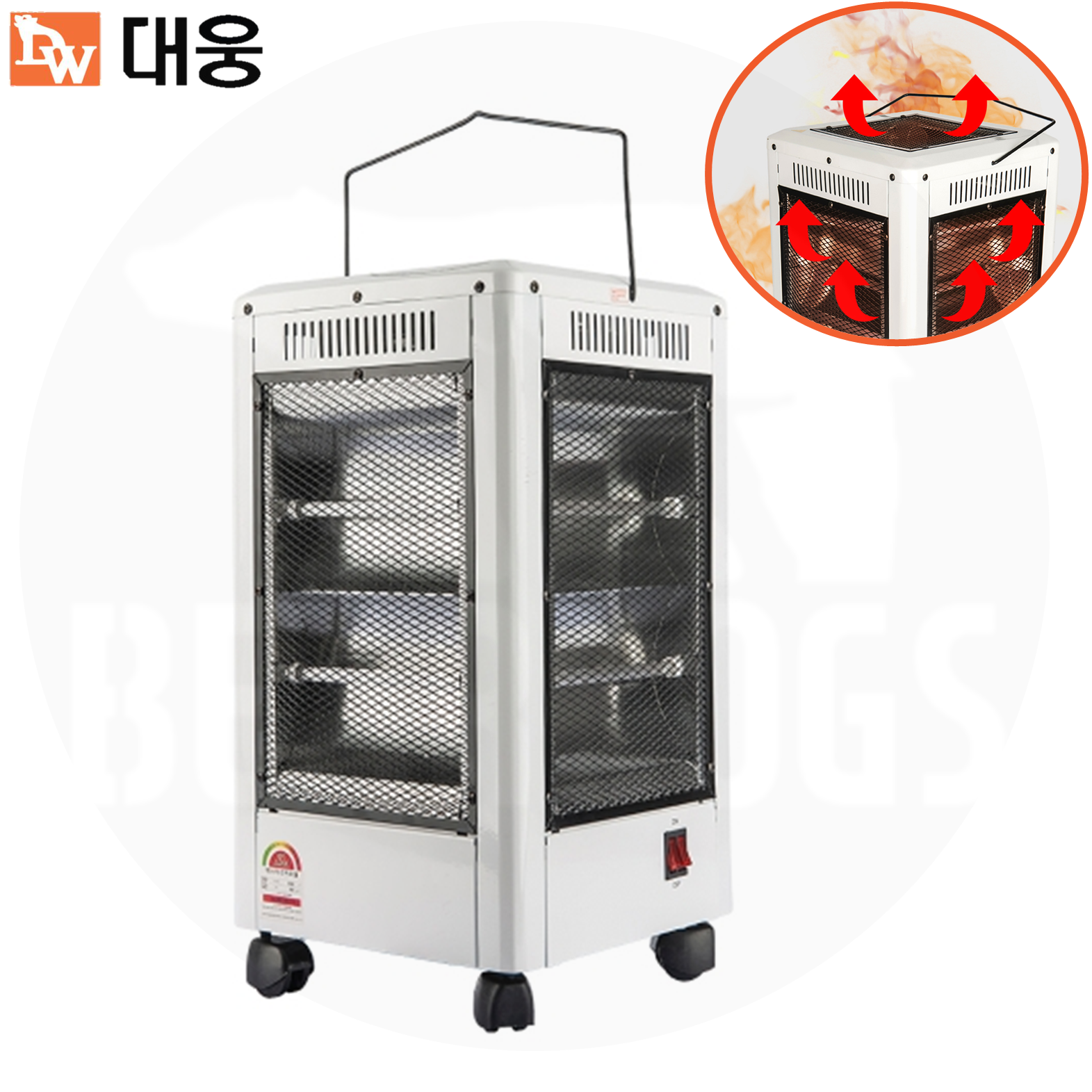 대웅 오방 난로 5방난로 전기 캠핑 스토브 전기세 절약분리버튼