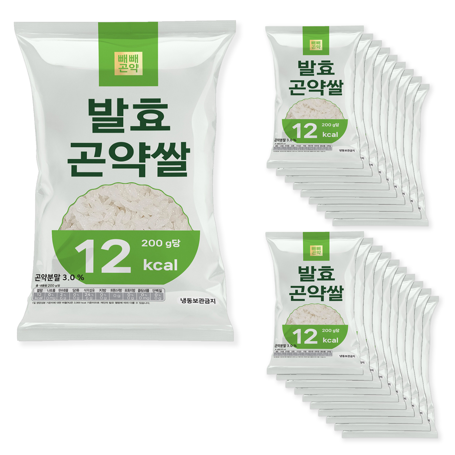 100g당 6kcal 빼빼곤약 발효곤약쌀 200g, 20개 - 상품 이미지