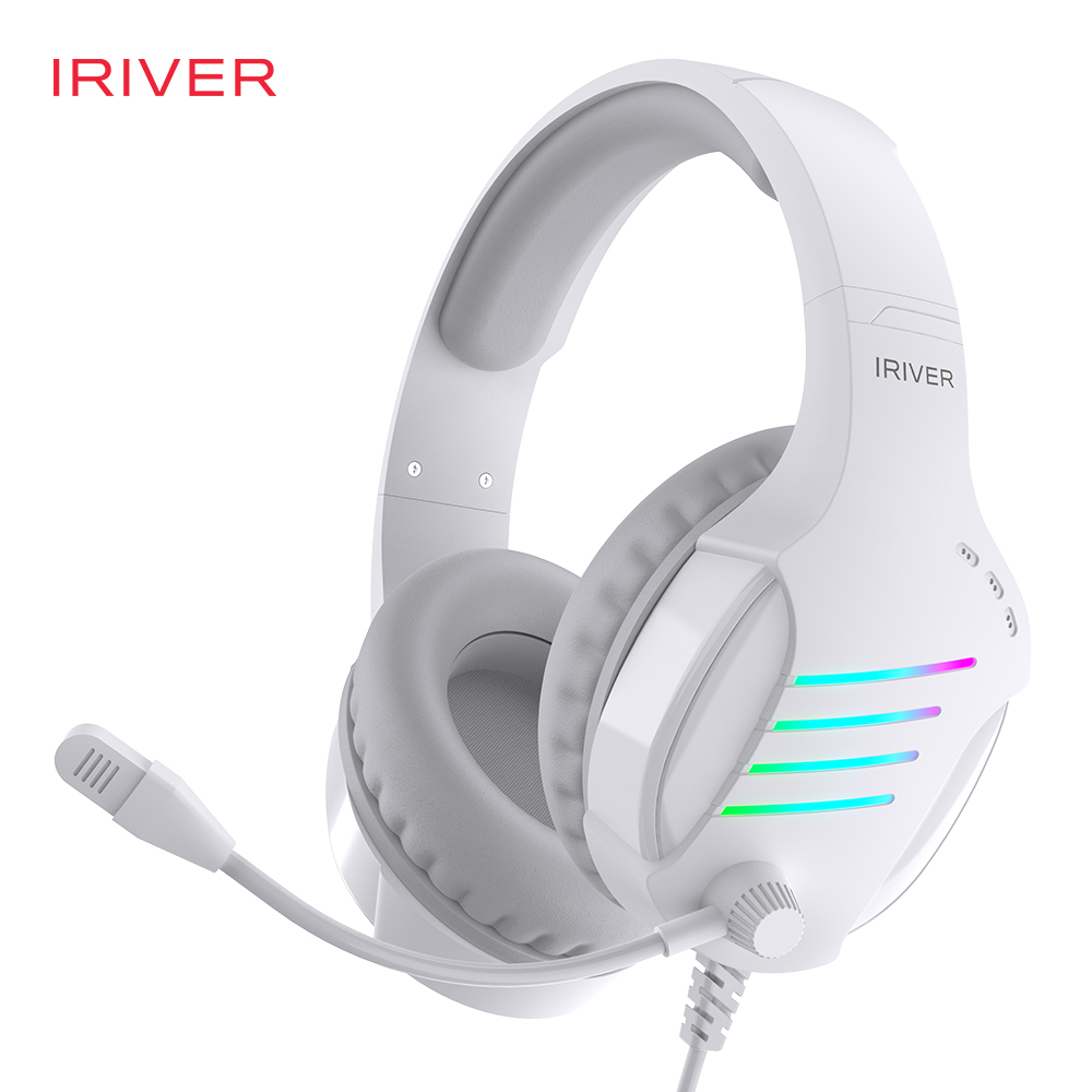 아이리버 노이즈캔슬링마이크 레이보우LED USB 게이밍 헤드셋 EQwear-G7H 화이트 - 상품 이미지