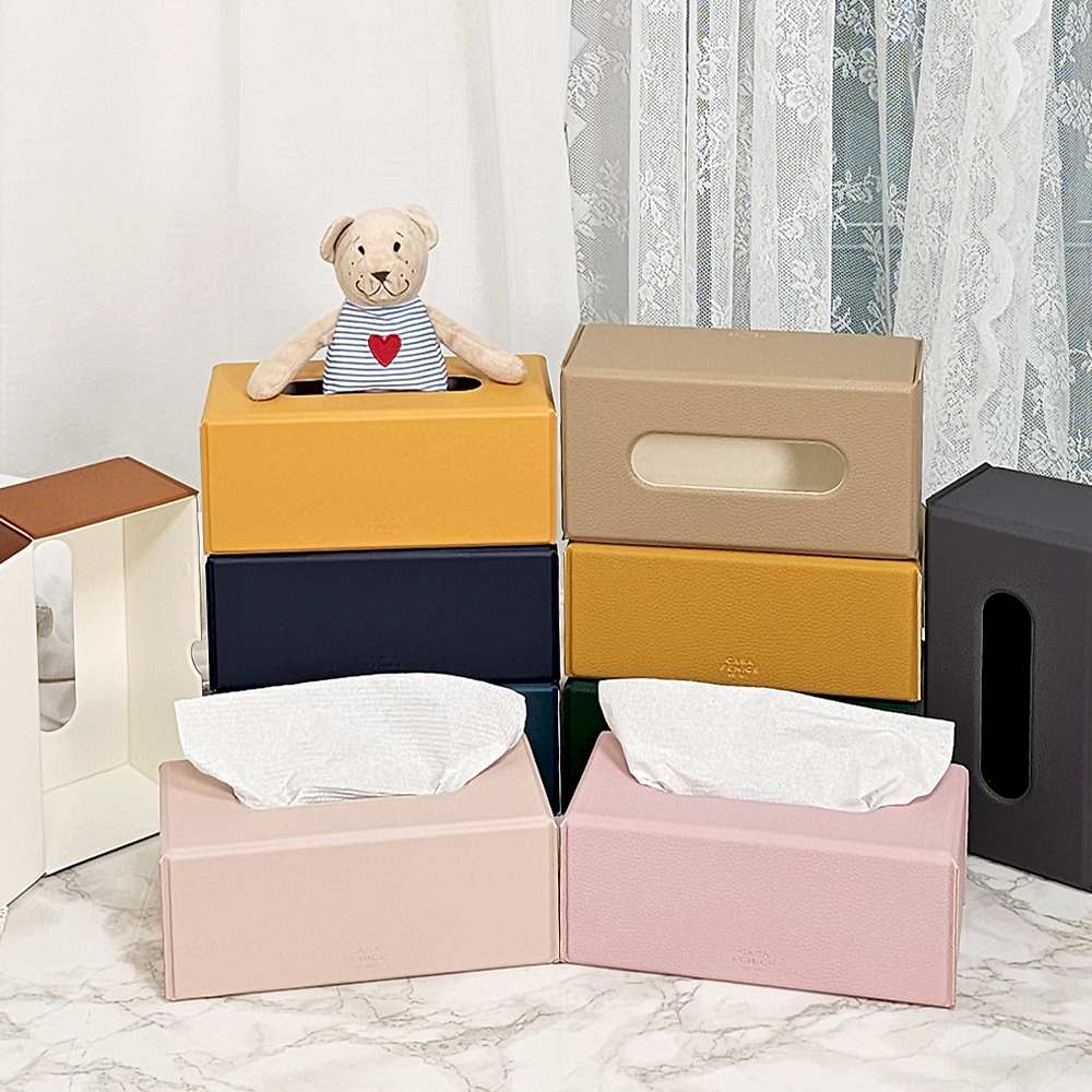 고급 가죽 핸드타올케이스 2종 크리넥스 티슈각 플레인