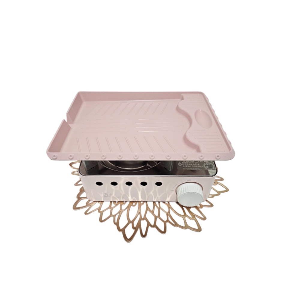 휴대용 가스버너 미니 캠핑버너 핑크 썬터치 브루스타 고기불판 2종세트