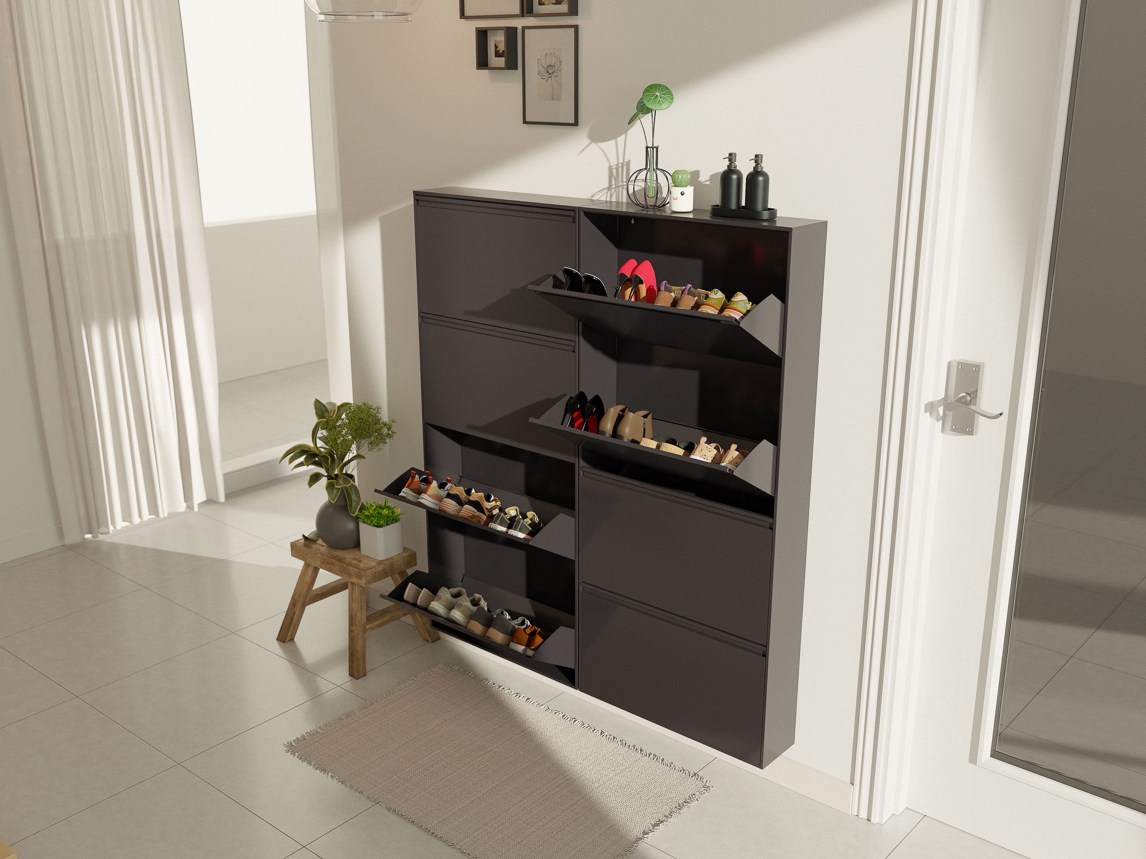 슬림 신발장 3단 틈새 아파트 현관 신발장 좁은 미니 신발장 수납장