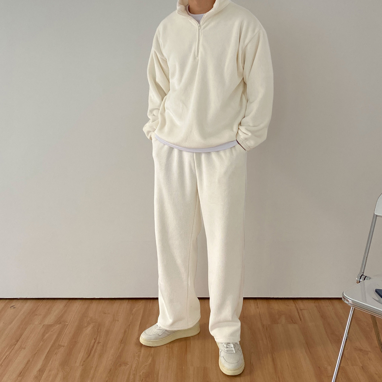 남자벨벳바지 남자와이드트레이닝팬츠 통큰바지 이미지 2
