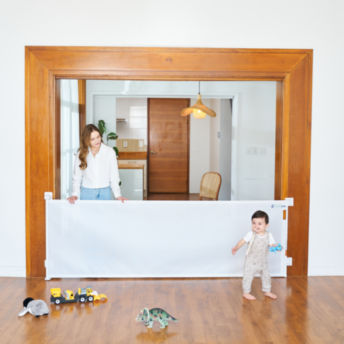 꾸까팝 롤링 스크린 안전문 롤리펜스 아기 화장실 주방안전가드 울타리 가드 사선 1.4M