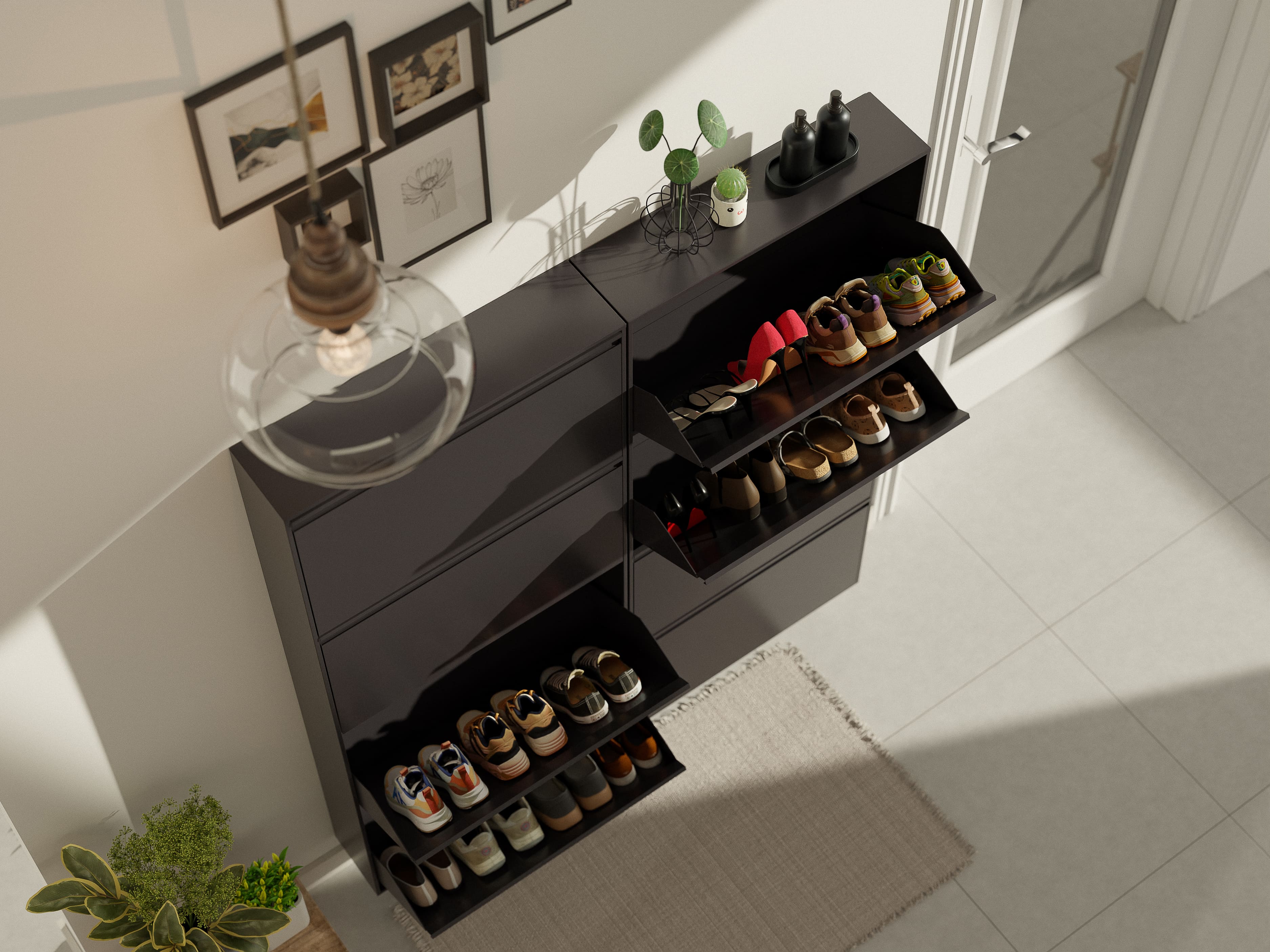 슬림 신발장 3단 틈새 아파트 현관 신발장 좁은 미니 신발장 수납장