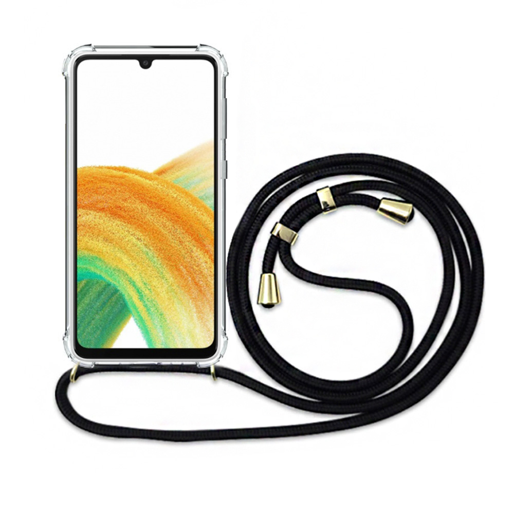 에어 범퍼 스트랩 목걸이 케이스 투명, 갤럭시A33