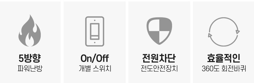 대웅 오방 난로 5방난로 전기 캠핑 스토브 전기세 절약분리버튼