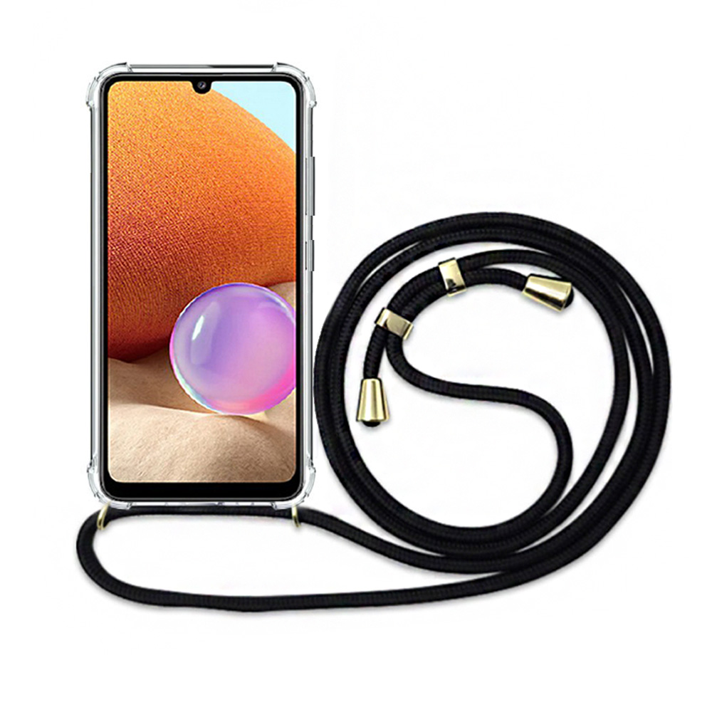에어 범퍼 스트랩 목걸이 케이스 투명, 갤럭시A32 LTE