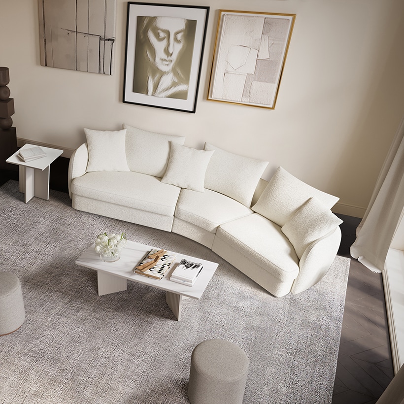 까사미아 로네 소파 코너좌형, 아이보리, 4인용