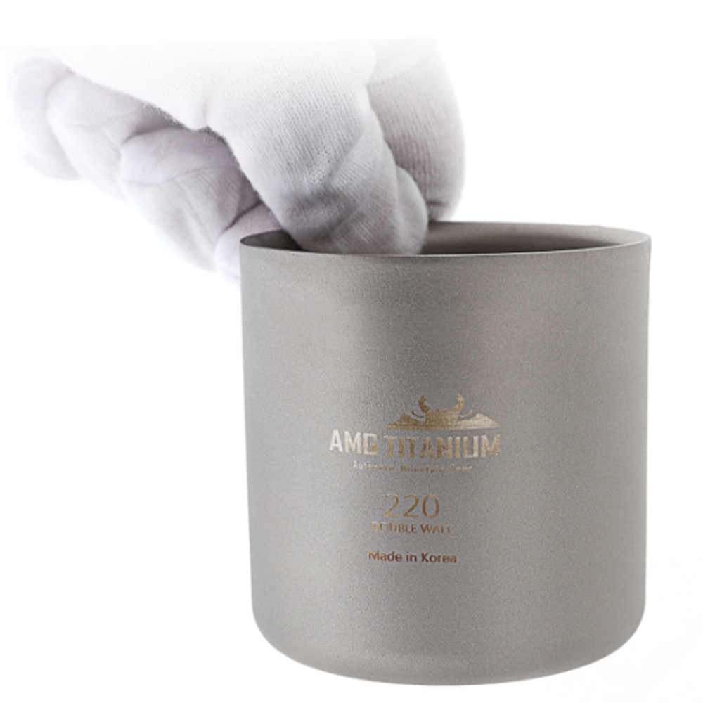 AMG 티타늄 컵 이중 머그컵 220ML 광목케이스 포함 캠핑 등산용컵 티탄컵 - 상세 이미지 5