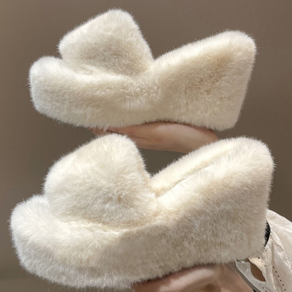 털통굽 슬리퍼 가보시 신발 퍼 따뜻 귀여운 연예인 겨울 편한 슈즈 키작녀 코디 8CM - 상세 이미지 2