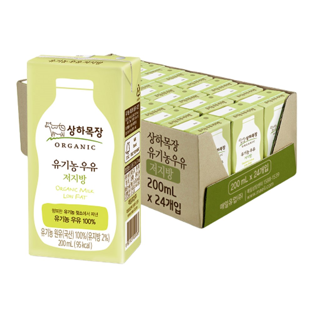 상하목장 유기농 저지방 멸균 우유(종이빨대) 200ml 24팩 - 상세 이미지 2