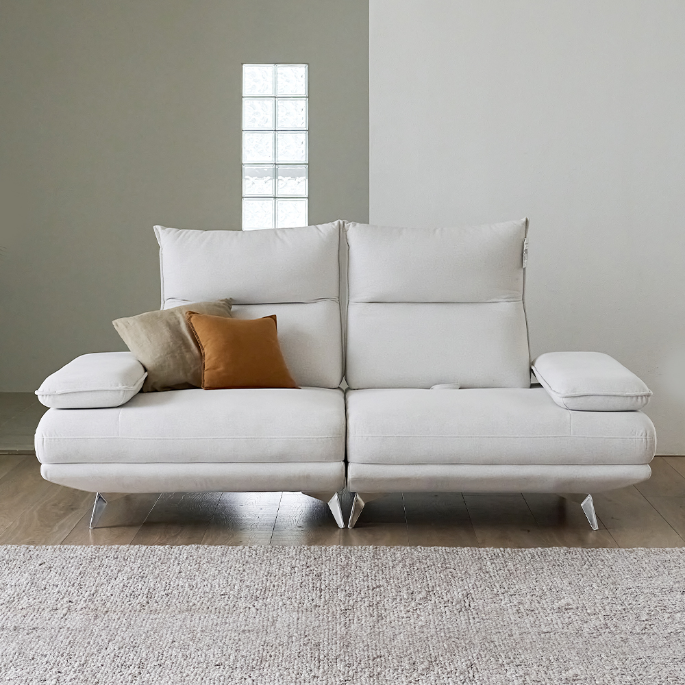 (희망일배송)빅토리아 스윙 이지클린 기능성 코모도 넓은 거실 패브릭 소파 스툴미포함, 아이보리, 3인용