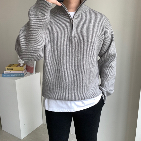 1+1 남자반집업니트 빅사이즈니트 하프집업 이미지 3