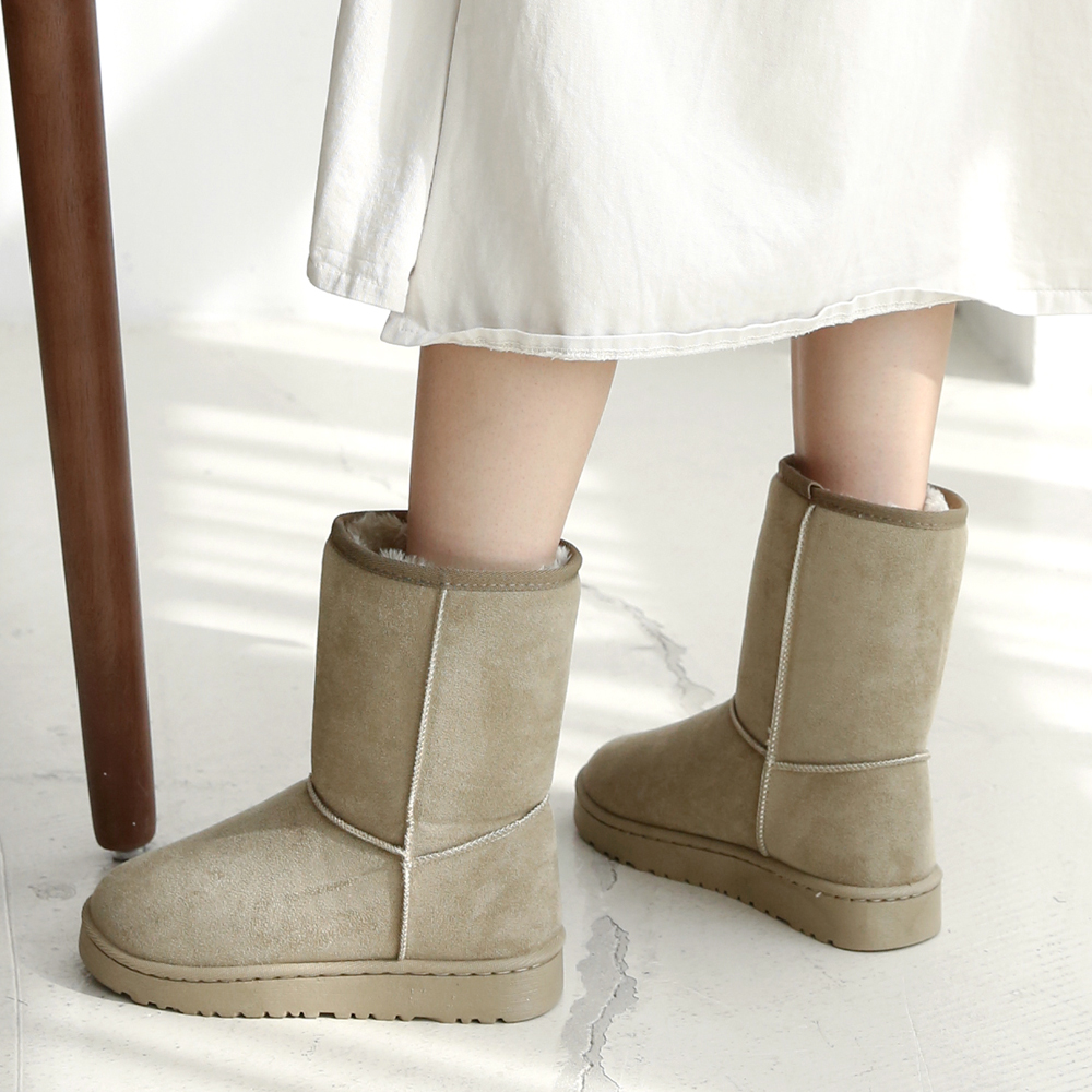 따뜻한 퍼 숏부츠 여성 통굽 플랫폼 양털 부츠 이미지 8