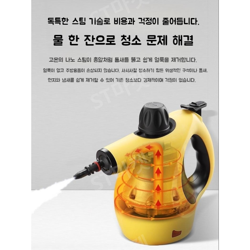 핸디형 고압스팀청소기 스팀분사기 150도 스팀 살균 진드기 빈대 제거 퇴치 1500W 이미지 3