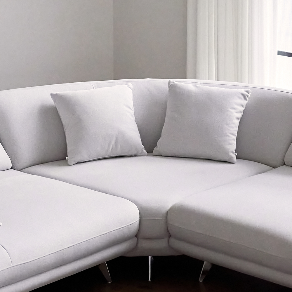 (희망일배송) 빅토리아 스윙 이지클린 기능성 코모도 패브릭 소파 스툴미포함, 아이보리, 코너형