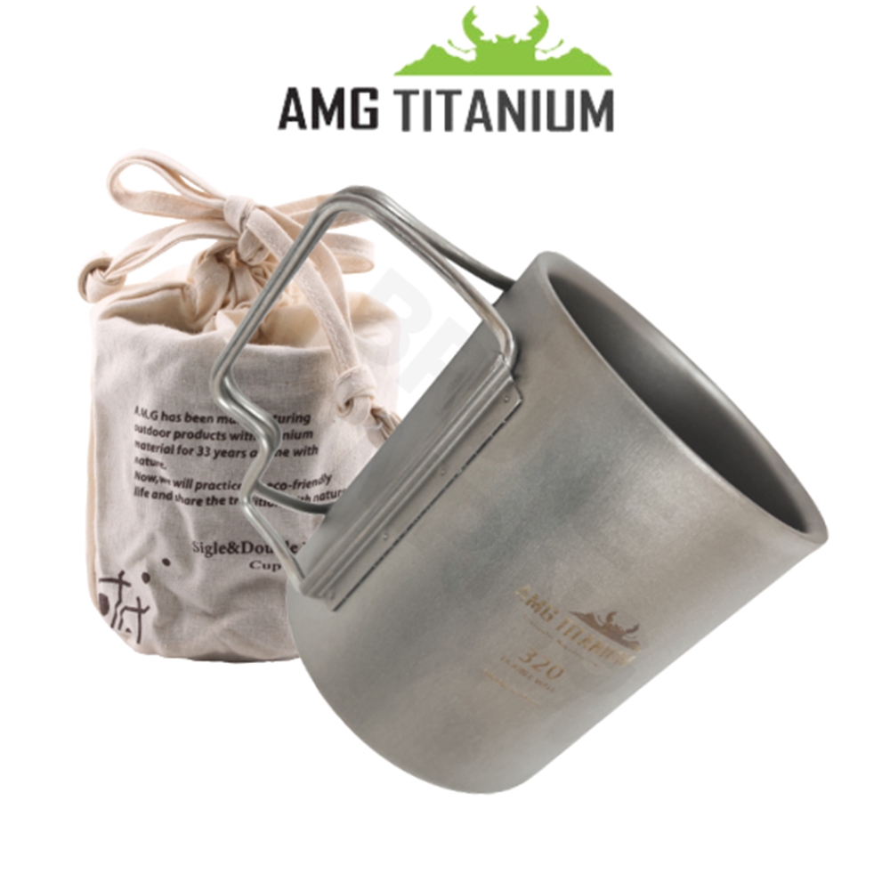 AMG 티타늄 컵 이중 머그컵 220ML 광목케이스 포함 캠핑 등산용컵 티탄컵 - 상세 이미지 2