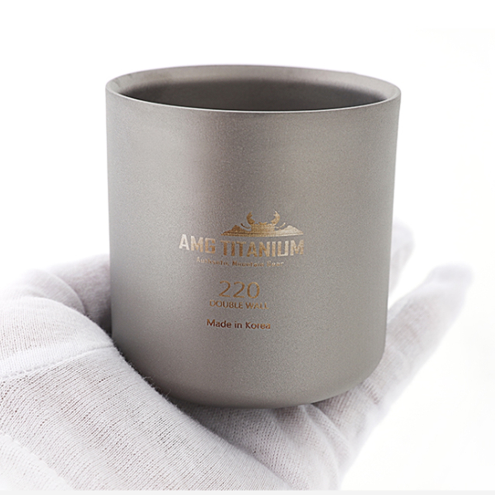 AMG 티타늄 컵 이중 머그컵 220ML 광목케이스 포함 캠핑 등산용컵 티탄컵 - 상세 이미지 4