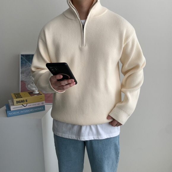 1+1 남자반집업니트 빅사이즈니트 하프집업 이미지 4