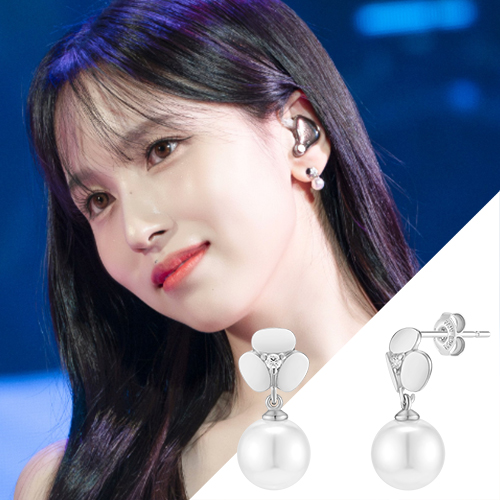 트와이스 미나 귀걸이 폴브리알 진주 큐빅 귀걸이 PGBE0274 데일리 꽃 플라워 선물 - 상세 이미지 2