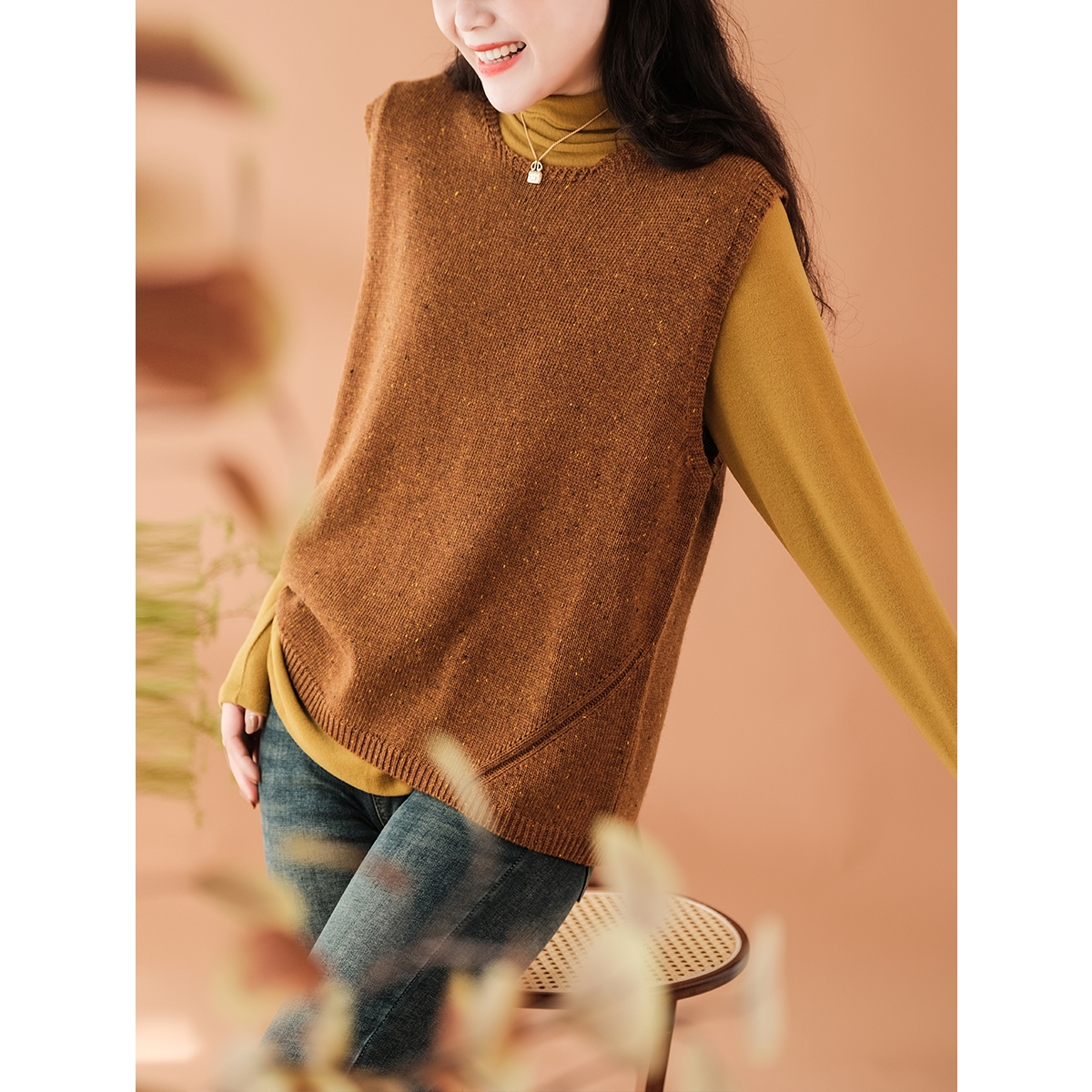 루즈핏니트베스트 오버핏 니트조끼 66 77사이즈 미시옷 엄마옷